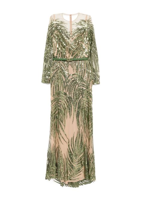 Green tulle embroidered long dress Elie Saab - women ELIE SAAB | D0624NS25YA034GN012